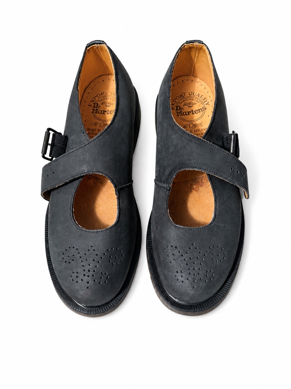 Vintage Dr. Martens Mary Jane Shoes Black Leather T-Strap Buckle | Size 5